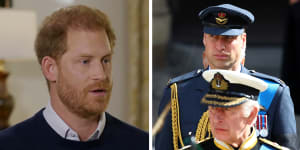 Left:Prince Harry’s interview with ITV. Right:King Charles III and Prince William,Prince of Wales attend the State Funeral of Queen Elizabeth II at Westminster Abbey on September 19,2022. 16x9