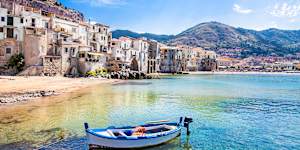 Sicily is a place of many treasures,such as the harbour in Cefalu.