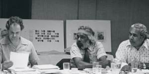 Bob Edwards at a meeting of the Aboriginal Arts Board,circa late 70s.