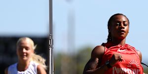 Sha Carri Richardson able to jog the last 20 metres of her Stawell Gift heat. 