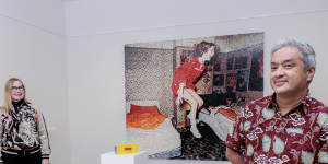 Artists Claire Healy and Sean Cordeiro recreated in Lego a famous photo of purported poltergeist activity.