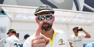 Nathan Lyon:The finger says it all.