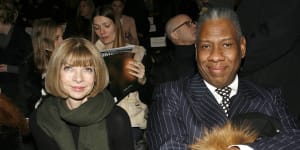 Anna Wintour and André Leon Talley attend the presentation of the Oscar de la Renta fall 2007 collection.