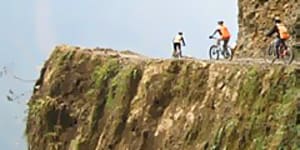 High risk ... cycling on the world's most dangerous road.