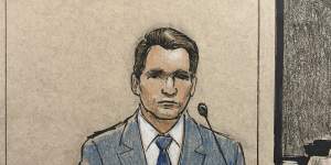 Courtroom sketch depicting prosecution witness Don Damond,Justine Ruszczyk Damond's fiance.