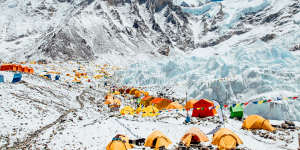 Mount Everest Base Camp at the Khumbu glacier.