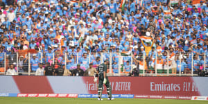 Pakistan’s captain Babar Azam leaves the ground after losing his wicket.