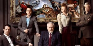 The cast of Succession. From left Jeremy Strong (Kendall Roy),Kieran Culkin (Roman Roy),Brian Cox (Logan Roy),Sarah Snook (Shiv Roy) and Alan Ruck (Connor Roy).