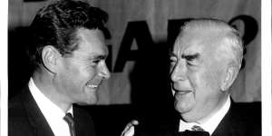 Ron Barassi the Blue with former prime minister Sir Robert Menzies in 1967.