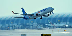 FlyDubai Boeing 737-800s takes off.