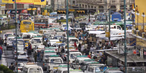 Central city traffic,La Paz.