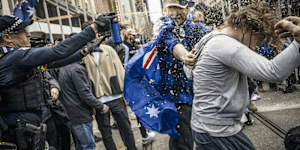 Scenes from the March for Australia protest.
