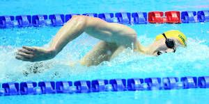 Mack Horton competing in the 400m Freestyle Final at the FINA World Swimming Championships.