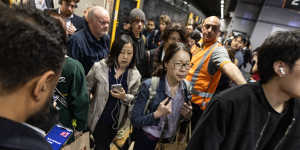 Peak hour at Town Hall station on Tuesday.