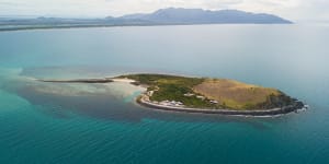 Camp Island is off Guthalungra,halfway between Airlie Beach and Townsville. 