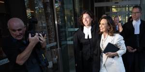 Lisa Wilkinson outside the Federal Court in Sydney on Monday.