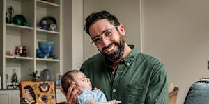 Dr Zac Seidler with his son,Artemis.