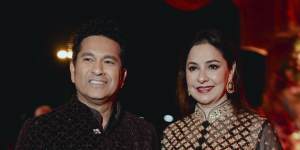 Indian cricket legend Sachin Tendulkar and his wife Anjali were two of countless stars of stage,screen,sports field and business to attend the lavish bash.