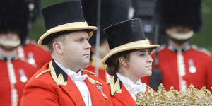 King Charles during Trooping the Colour at Horse Guards Parade in London on Saturday.
