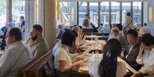 The dining room at Neil Perry’s Margaret,which has become a buzzing hub at the centre of Double Bay.