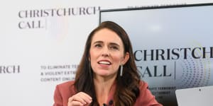 NZ Prime Minister Jacinda Ardern during the Christchurch Call international leaders’ summit on Saturday.