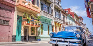 Classic vintage American car in Havana,Cuba.