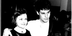 John Fink with his mother,film producer Margaret Fink,at the 1986 premier of her film'For Love Alone'.