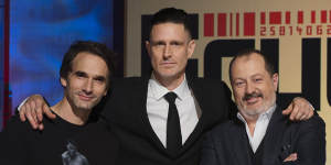 Wil Anderson with Gruen co-stars Todd Sampson and Russel Howcroft.