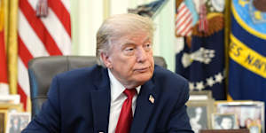 Donald Trump,pictured in the Oval Office on Monday,welcomed the “greatest increase in presidential power in 100 years”.