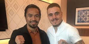 Boxing legend Manny Pacquiao with George Kambosos Jnr. 
