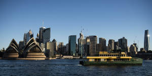 One of three new Emerald-class ferries sailing into Sydney for the first time this year.