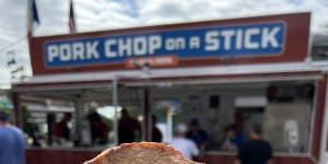 The famous Pork Chop on a Stick at the Iowa State Fair