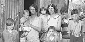 A family in NSW in 1932. Our national public debt came close to 200 per cent of GDP during the Great Depression.