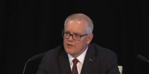 Former Prime Minister Scott Morrison giving evidence at the royal commission.