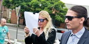 Lizzie Buttrose at Waverley Local Court when she faced charges of threatening her son,Andrew Spira.