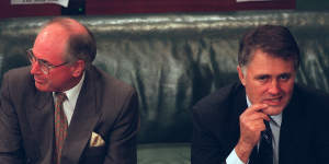 PM John Howard and Republican Malcolm Turnbull at the Constitutional Convention,February 1998.