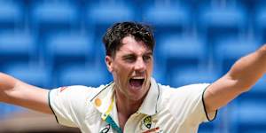 Australia’s captain Pat Cummins appeals during day two.