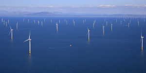 An offshore wind farm off the coast of the UK operated by Orsted.