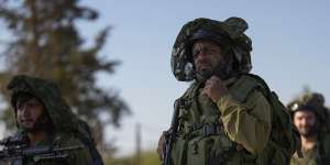 Israel soldiers patrol near the border between Israel and Gaza Strip,Israel.