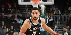 Simmons playing for the Brooklyn Nets in October this year,after recovering from a back injury.
