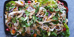 Satay roast chicken salad.