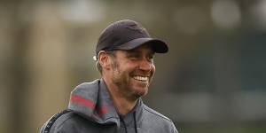 Essendon coach Ben Rutten at the club’s training session on Thursday morning.