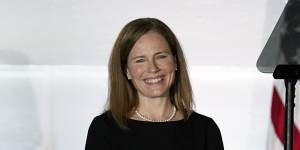 Amy Coney Barrett at the White House on Monday night (US time).