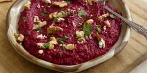Deep,earthy flavour:Beetroot,almond and shanklish dip.