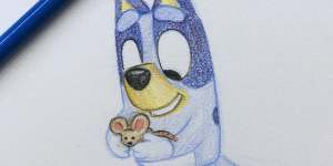 An early hand drawing of Bluey.