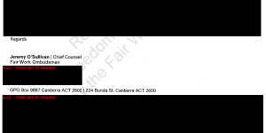 The Fair Work Ombudsman's redacted response to The Sydney Morning Herald's freedom of information request.