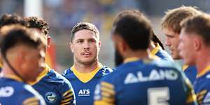 Parramatta pain:A familiar feeling for Mitchell Moses last Sunday afternoon.