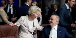 European Commission President Ursula von der Leyen with Australian Prime Minister Anthony Albanese at the NATO summit.