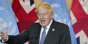 British Prime Minister Boris Johnson speaks in New York on Monday.