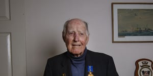 WW2 veteran Frank McGovern at his Randwick home,2020.